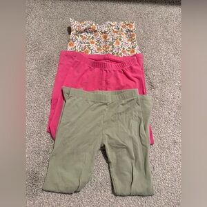 Cat & Jack Floral and Solid Leggings Set - Pink and Green